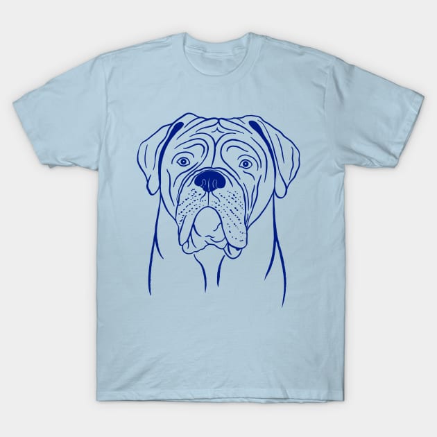 Dogue de Bordeaux (Light Blue and Blue) T-Shirt by illucalliart